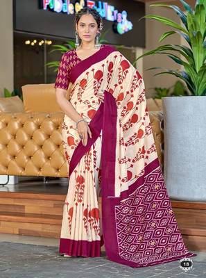 Ikkat hand block print mulmul cotton sarees 1