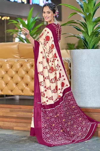 Ikkat hand block print mulmul cotton sarees