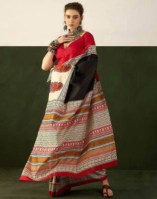 Ajrakh fancy hand block mulmul cotton sarees 1