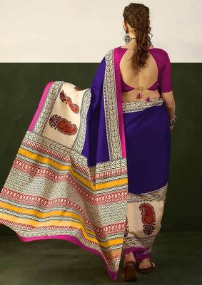 Ajrakh fancy hand block mulmul cotton sarees 5