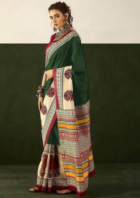 Ajrakh fancy hand block mulmul cotton sarees 3