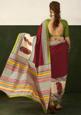 Ajrakh fancy hand block mulmul cotton sarees 5