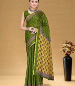 Hand block print with hevay zari bodar sarees