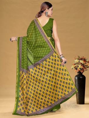 Hand block print with hevay zari bodar sarees 4