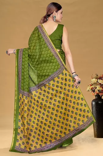 Hand block print with hevay zari bodar sarees