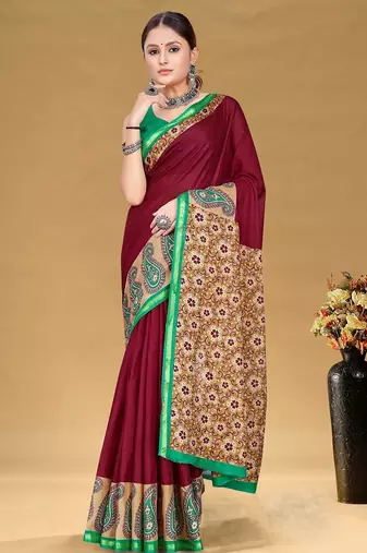 Hand block print with hevay zari bodar sarees