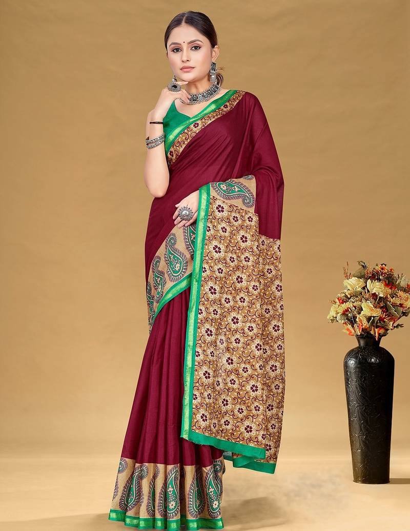 Hand block print with hevay zari bodar sarees