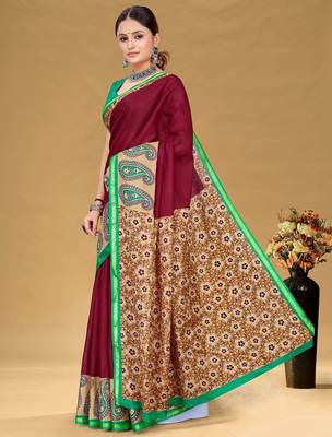 Hand block print with hevay zari bodar sarees 3