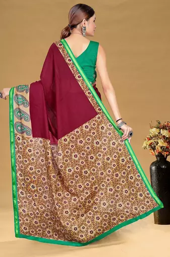 Hand block print with hevay zari bodar sarees