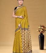 Hand block print with hevay zari bodar sarees
