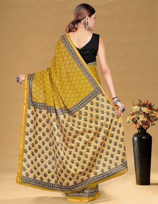 Hand block print with hevay zari bodar sarees 4