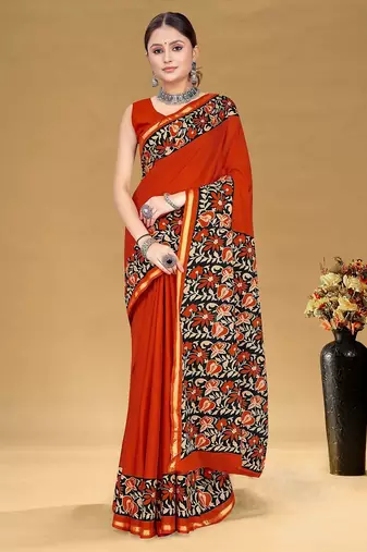 Hand block print with hevay zari bodar sarees