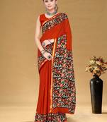 Hand block print with hevay zari bodar sarees