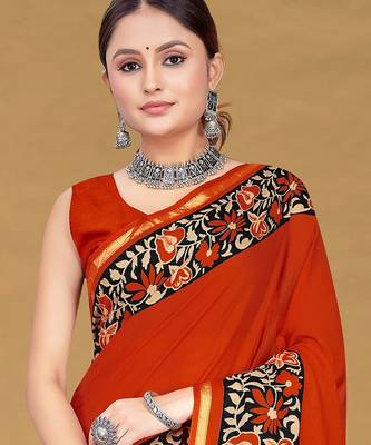 Hand block print with hevay zari bodar sarees 2