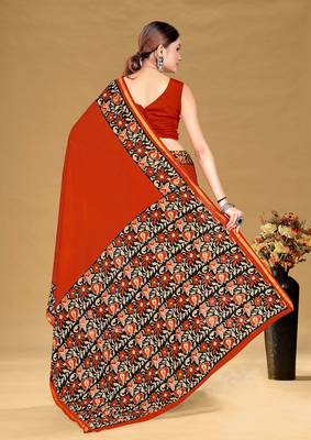 Hand block print with hevay zari bodar sarees 4
