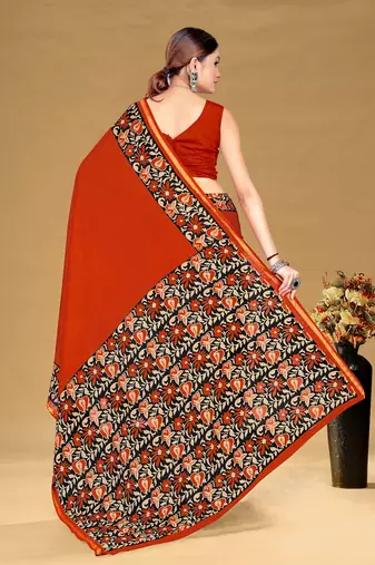 Hand block print with hevay zari bodar sarees