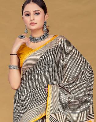 Hand block print with hevay zari bodar sarees 2