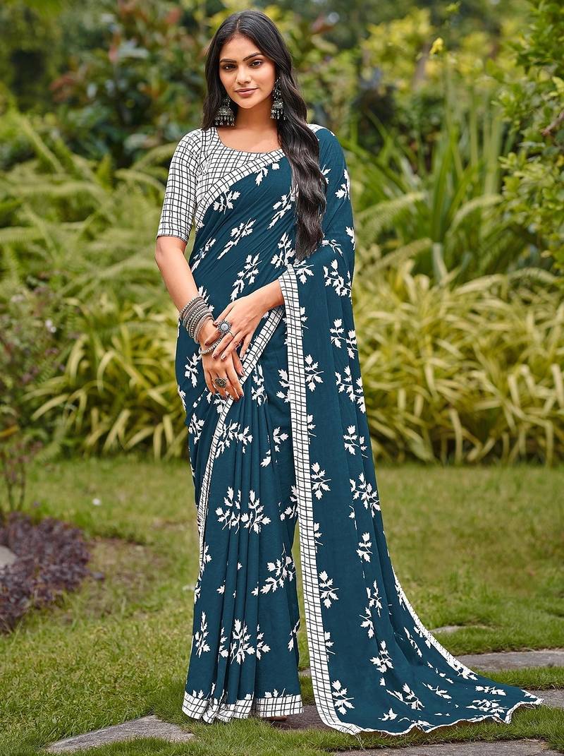 Ajrakh fancy hand block mulmul cotton sarees