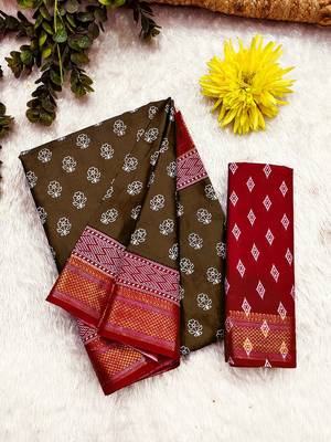 Hand block print with hevay zari bodar sarees 5