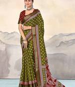 Hand block print with hevay zari bodar sarees