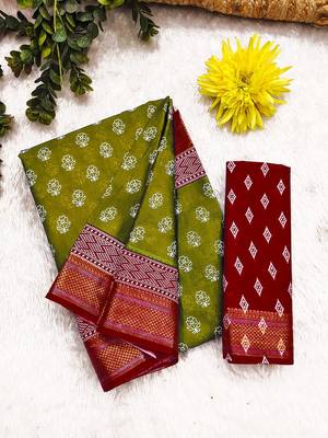Hand block print with hevay zari bodar sarees 5
