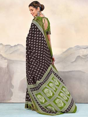 Hand block print with hevay zari bodar sarees 4