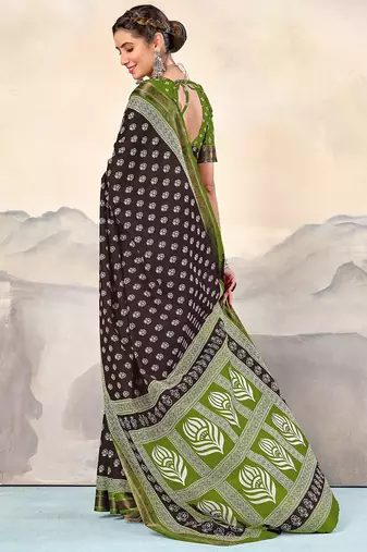 Hand block print with hevay zari bodar sarees