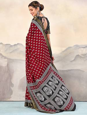 Hand block print with hevay zari bodar sarees 4