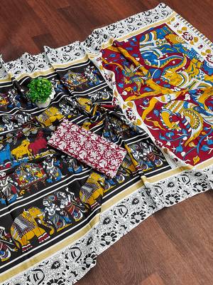 Kalmkari print mul cotton saree collection 1