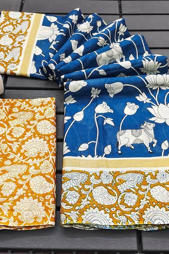 Kalmkari print mul cotton saree collection