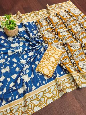 Kalmkari print mul cotton saree collection 2