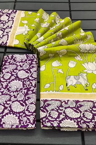 Kalmkari print mul cotton saree collection