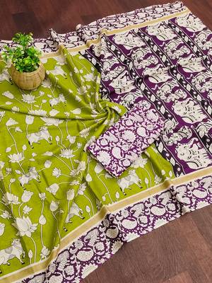 Kalmkari print mul cotton saree collection 2