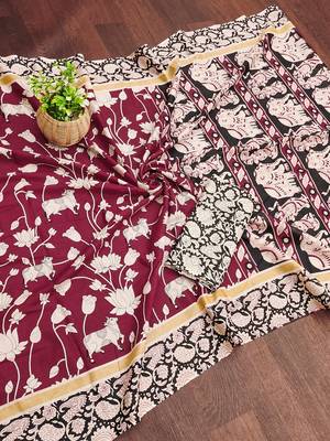 Kalmkari print mul cotton saree collection 2