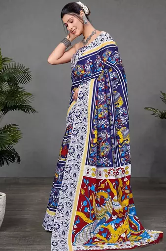 Kalmkari print mul cotton saree collection