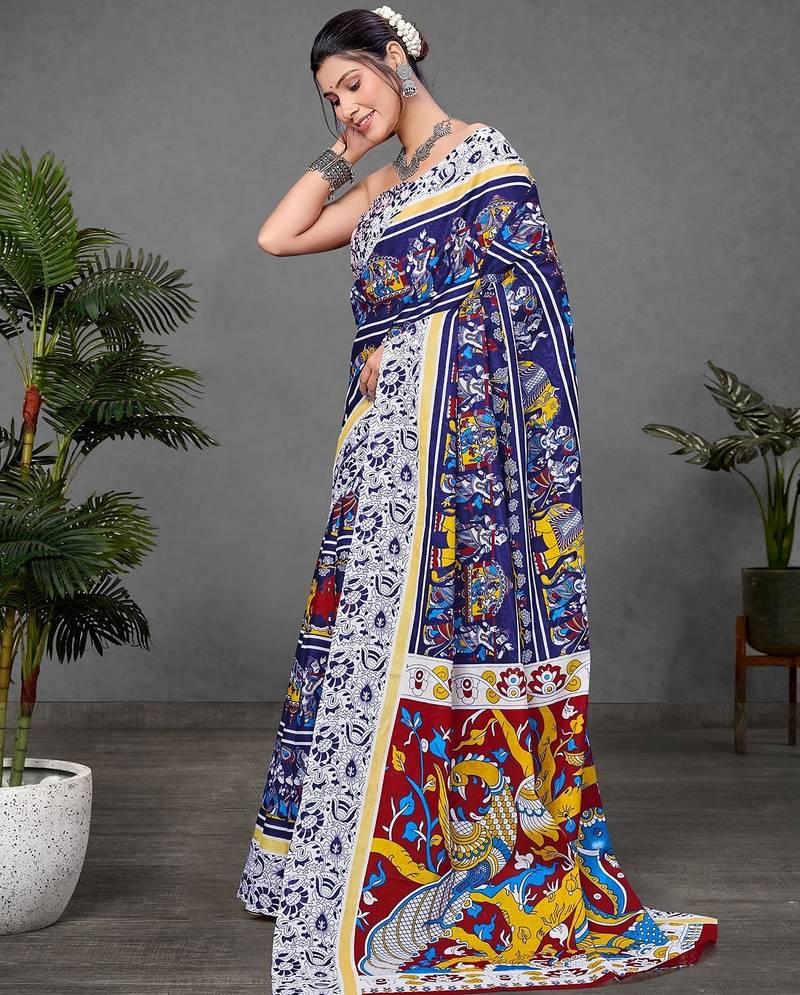 Kalmkari print mul cotton saree collection