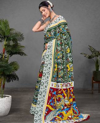 Kalmkari print mul cotton saree collection 1