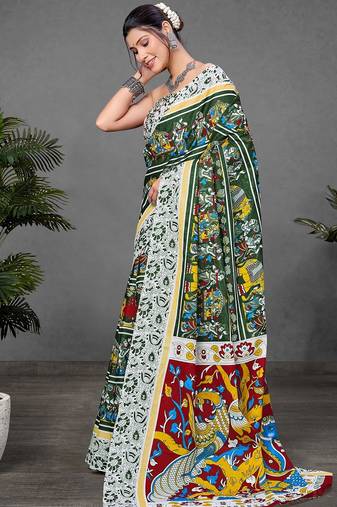 Kalmkari print mul cotton saree collection