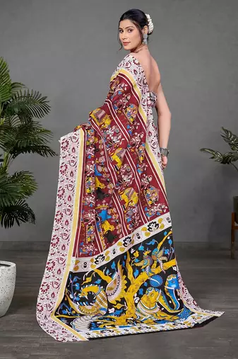 Kalmkari print mul cotton saree collection
