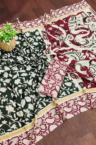 Kalmkari print mul cotton saree collection