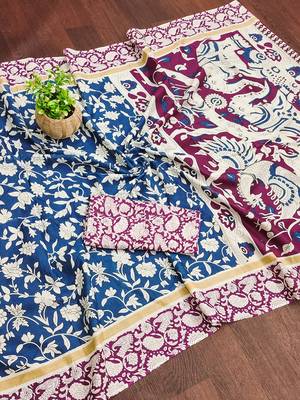 Kalmkari print mul cotton saree collection 2