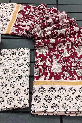 Kalmkari print mul cotton saree collection