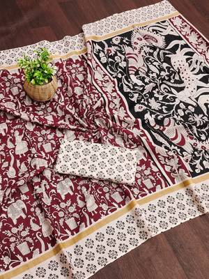 Kalmkari print mul cotton saree collection 2