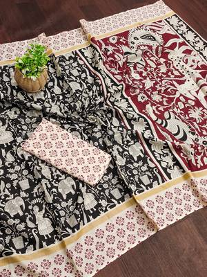 Kalmkari print mul cotton saree collection 1