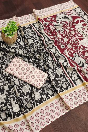 Kalmkari print mul cotton saree collection
