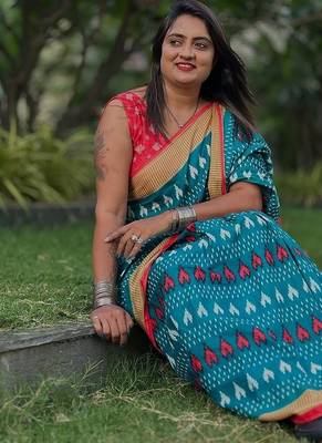 Hand block print mulmul cotton sarees 1
