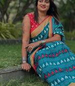 Hand block print mulmul cotton sarees