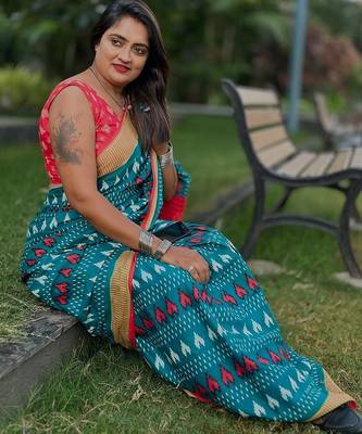Hand block print mulmul cotton sarees 3
