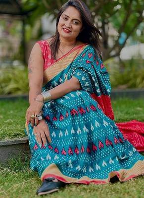 Hand block print mulmul cotton sarees 4