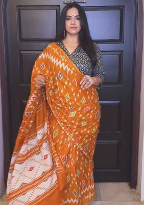 Hand block print mulmul cotton sarees 3